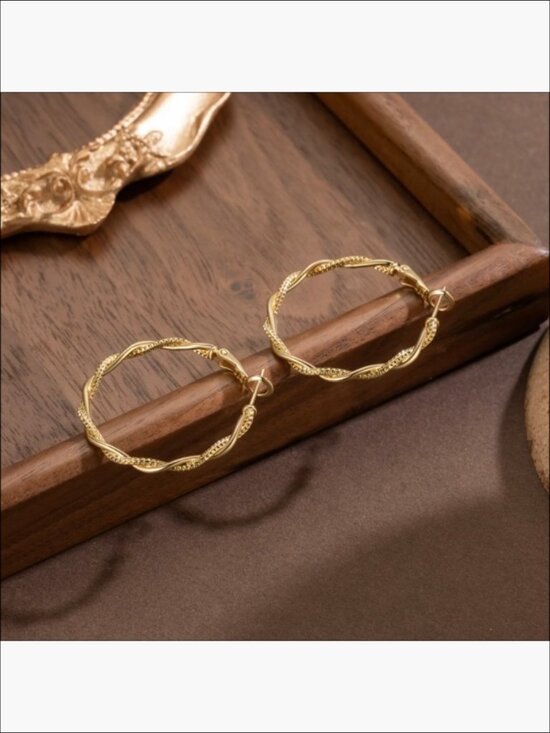 03-392-copy-1_4b23c7d5-ab3d-  Gold Plated Twisted Hoop Earrings for Women 34mm